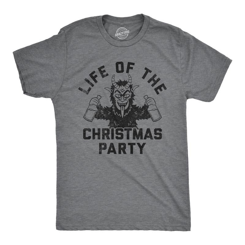 Mens Life Of The Christmas Party T Shirt Funny Xmas Evil Krampus Partying Joke Tee For Guys Mens Funny T Shirts Cool Tees...