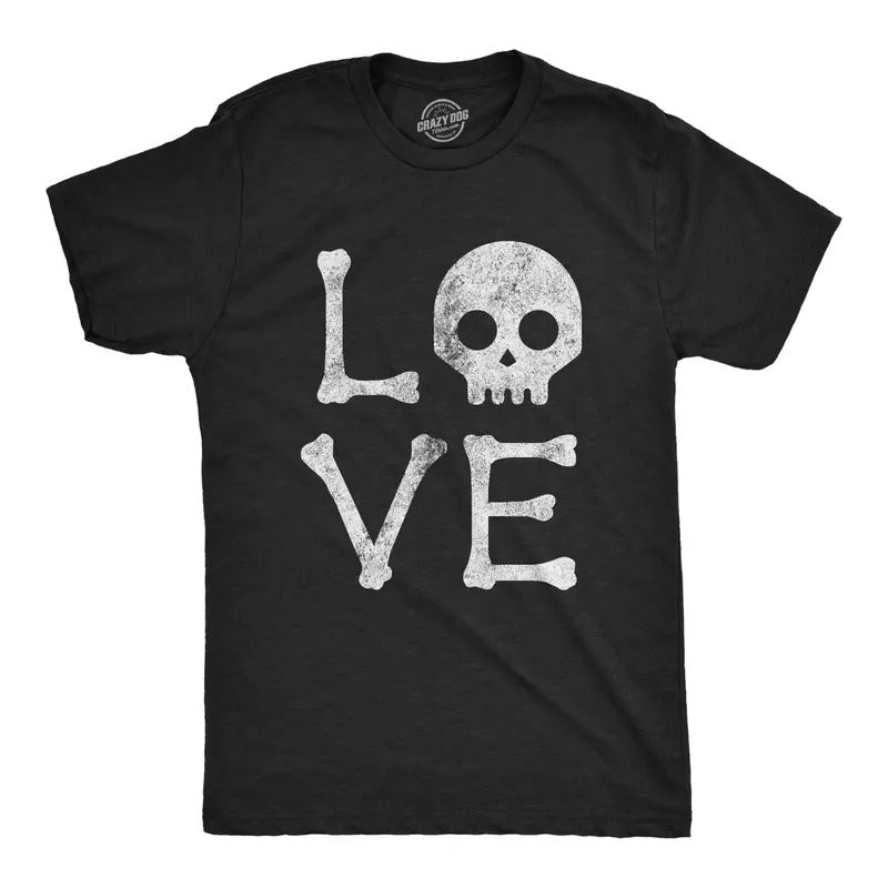 Mens Love Skull T Shirt Funny Skeleton Bones Halloween Party Graphic Tee Mens Funny T Shirts Cool Tees Soft Stylish...