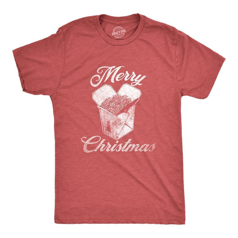 Mens Merry Christmas Takeout T Shirt Funny Delicious Xmas Lo Mein Tee For Guys Mens Funny T Shirts Cool Tees Soft Stylish...