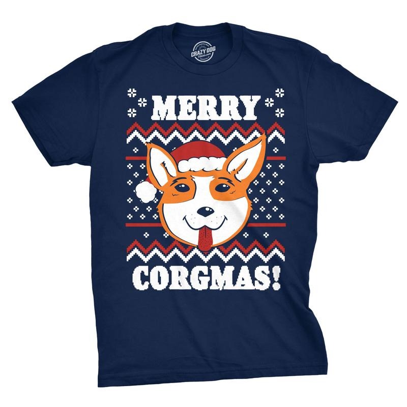 Mens Merry Corgmas T shirt Funny Corgi Graphic Dog Ugly Christmas Sweater Tee Mens Funny T Shirts Cool Tees Soft Stylish...