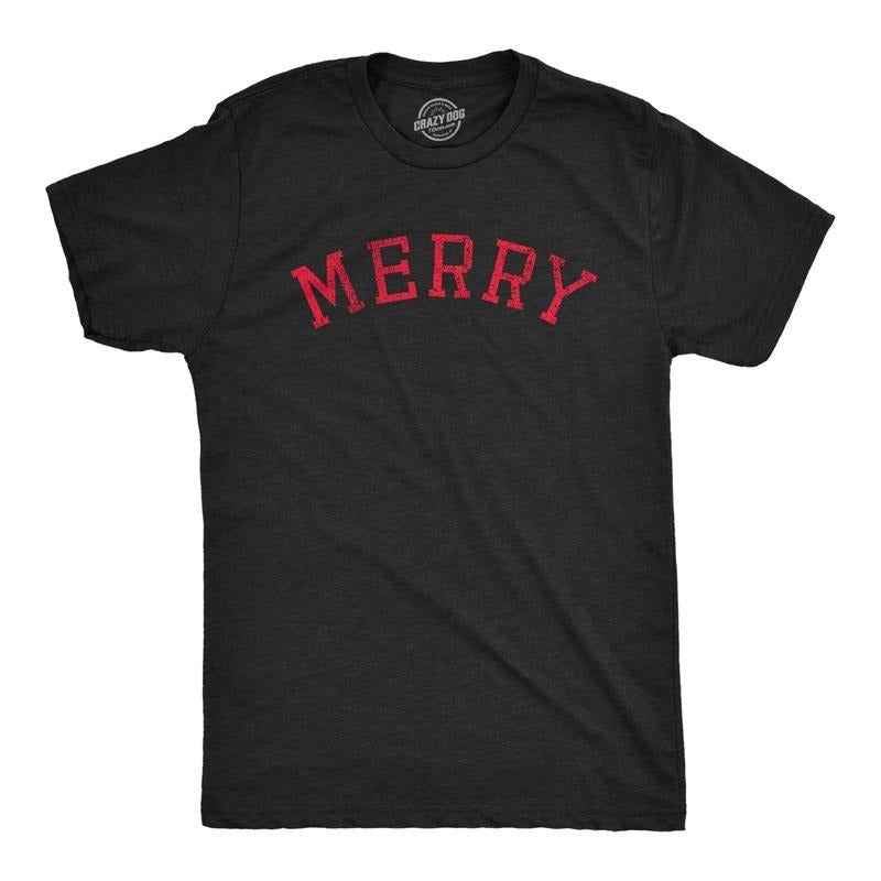 Mens Merry T Shirt Funny Cute Xmas Spirit Cheer Lovers Tee for Guys Mens Funny T Shirts Cool Tees Soft Stylish Casual...