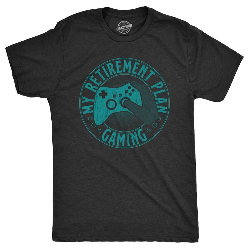 Mens My Retirement Plan Gaming T Shirt Funny Office Retired Joke Tee For Guys Mens Funny T Shirts Cool Tees Soft Stylish...