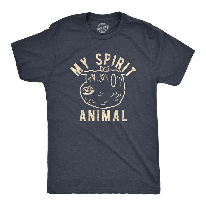 Mens My Spirit Animal: Sloth T Shirt Funny Lazy Slow Sarcastic Graphic Novelty Tee Mens Funny T Shirts Cool Tees Soft...