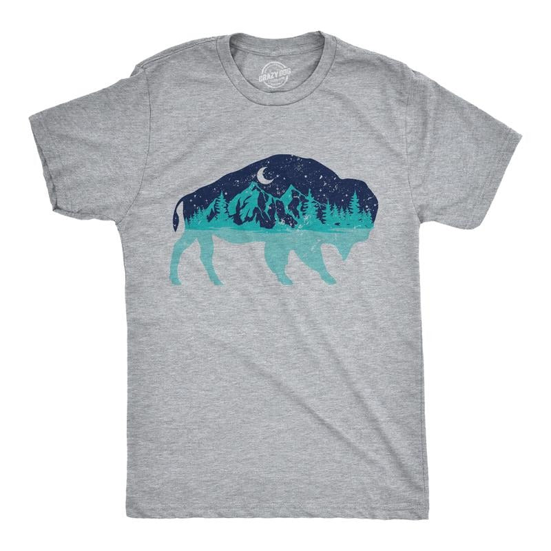 Mens Nature Bison T Shirt Funny Cool Outdoor Lovers Buffalo Tee for Guys Mens Funny T Shirts Cool Tees Soft Stylish...