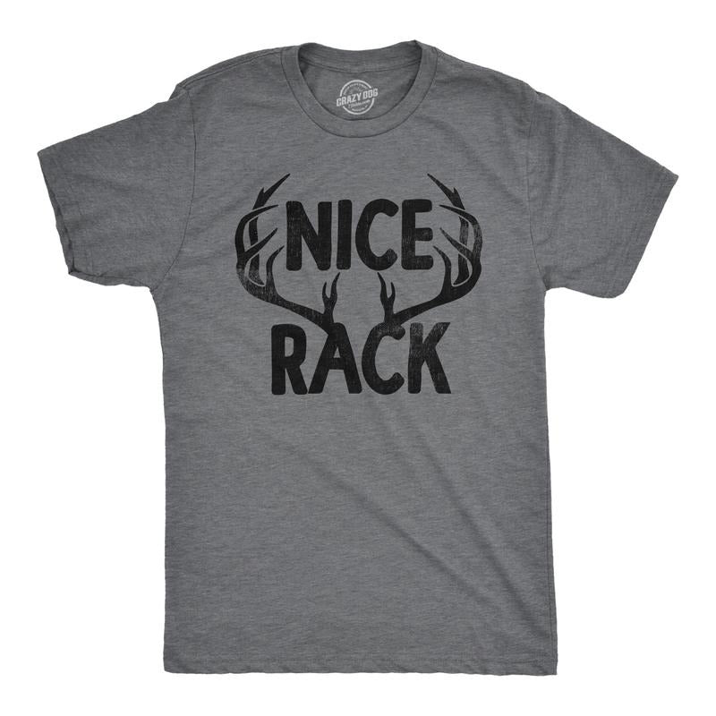 Mens Nice Rack T Shirt Funny Deer Hunter Antlers Joke Tee For Guys Mens Funny T Shirts Cool Tees Soft Stylish Casual...
