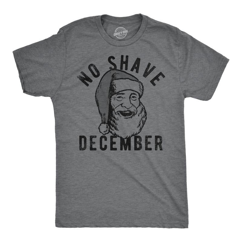Mens No Shave December T Shirt Funny Xmas Santa Claus Beard Facial Hair Joke Tee for Guys Mens Funny T Shirts Cool Tees...