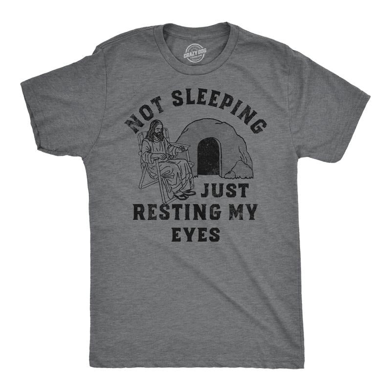 Mens Not Sleeping Just Resting My Eyes Funny T Shirt Sarcastic Jesus Joke Tee Mens Funny T Shirts Cool Tees Soft Stylish...