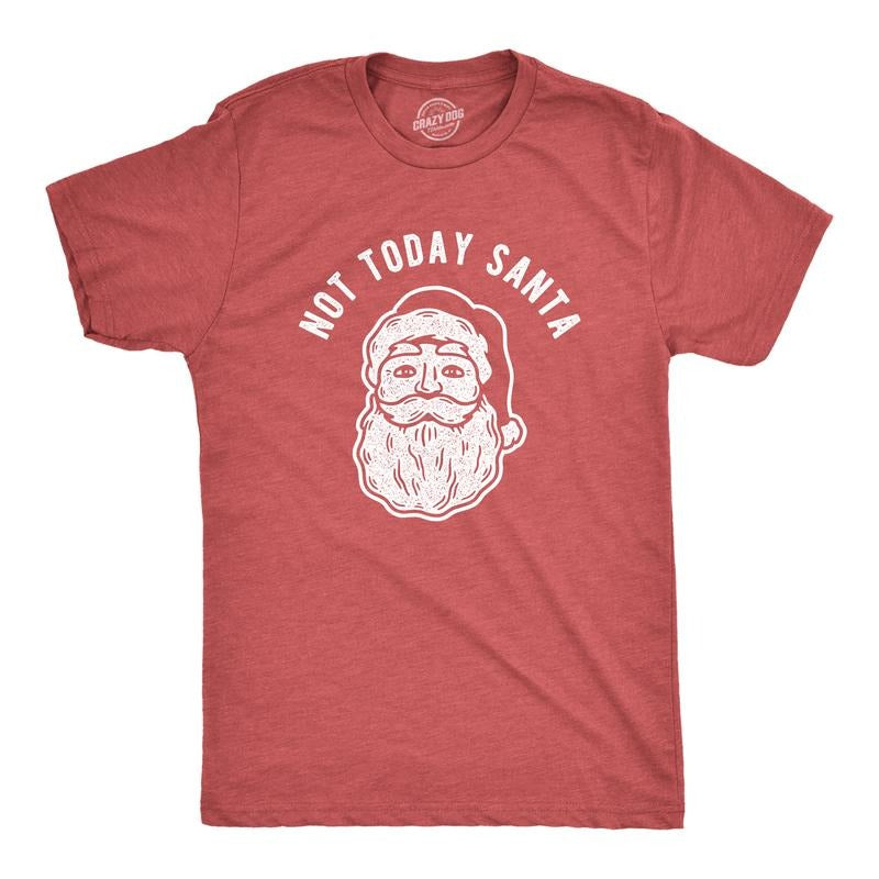 Mens Not Today Santa T Shirt Funny Christmas Party Holiday Graphic Tee Mens Funny T Shirts Cool Tees Soft Stylish Casual...
