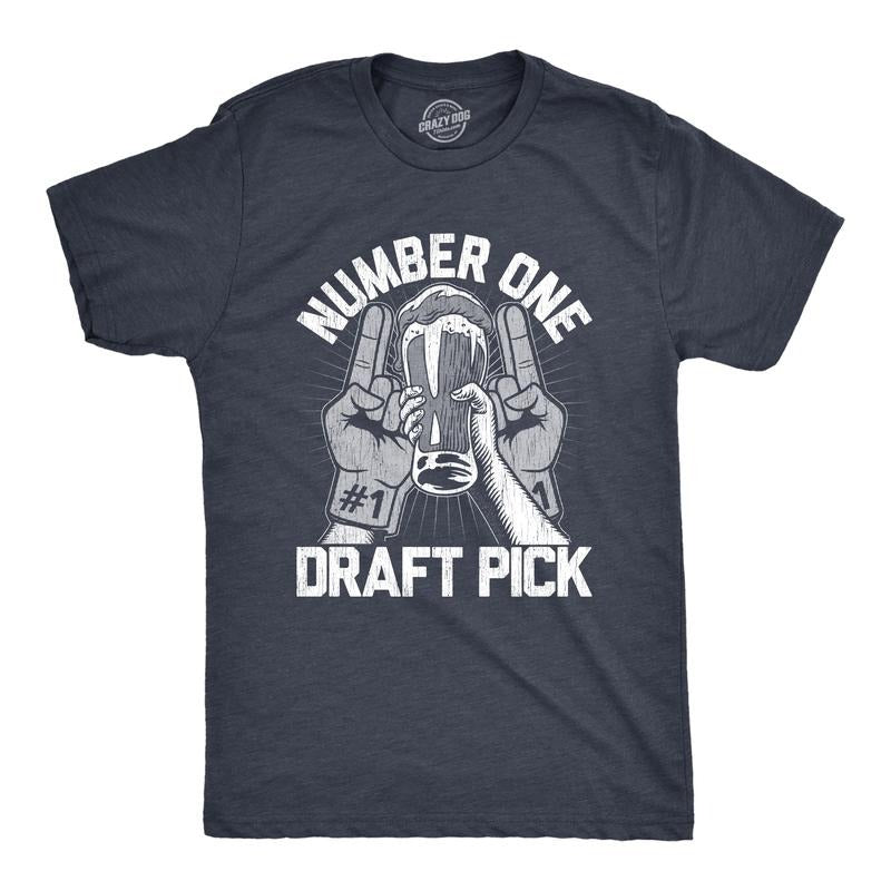 Mens Number One Draft Pick T Shirt Funny Beer On Tap Drinking Tee For Guys Mens Funny T Shirts Cool Tees Soft Stylish...