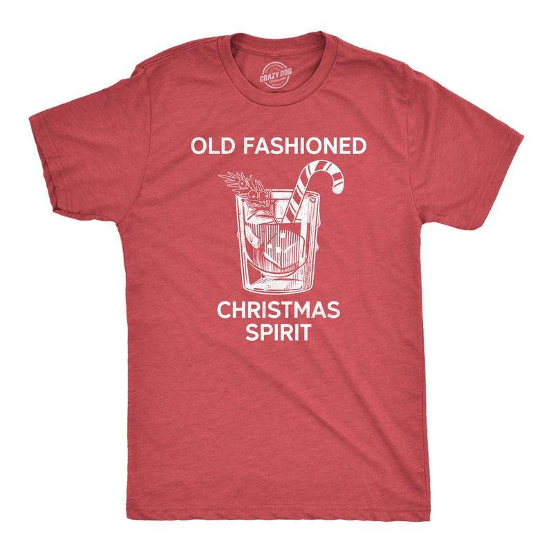 Mens Old Fashioned Christmas Spirit Tee Funny Xmas Mixed Drink Lovers Tee for Guys Mens Funny T Shirts Cool Tees Soft...