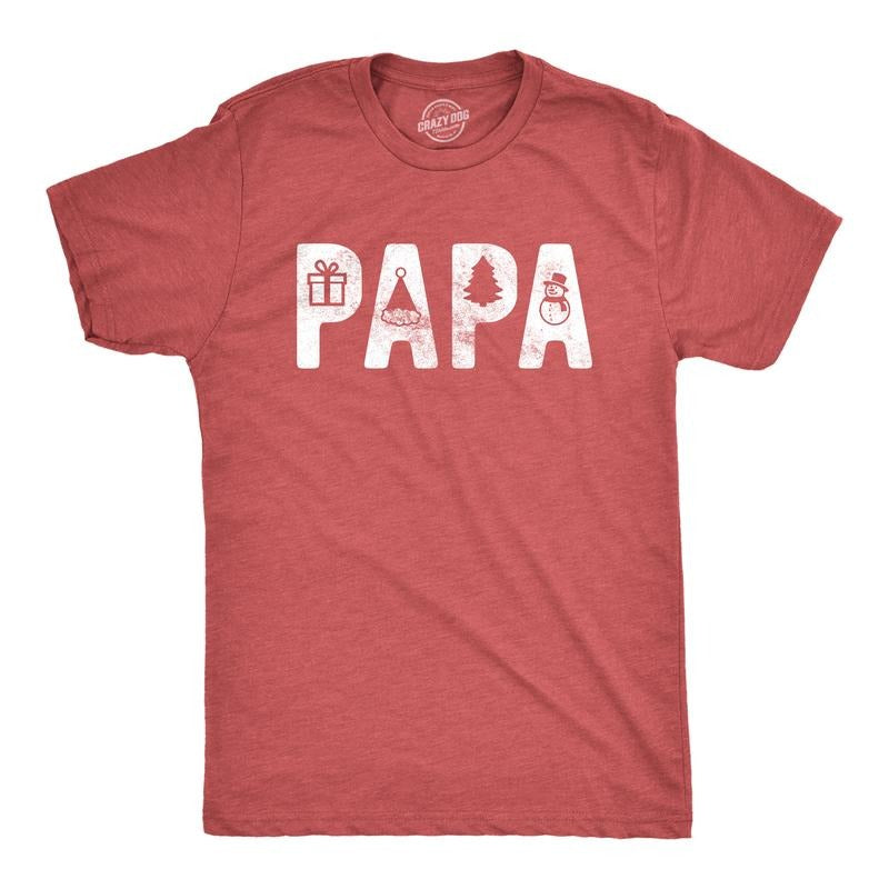 Mens Papa Christmas T Shirt Funny Xmas Holiday Party Santa Claus Graphic Tee Mens Funny T Shirts Cool Tees Soft Stylish...