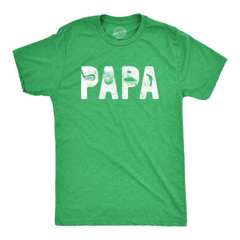 Mens Papa Golf T Shirt Funny Fathers Day Gift for Dad Outdoor Sports Graphic Tee Mens Funny T Shirts Cool Tees Soft...