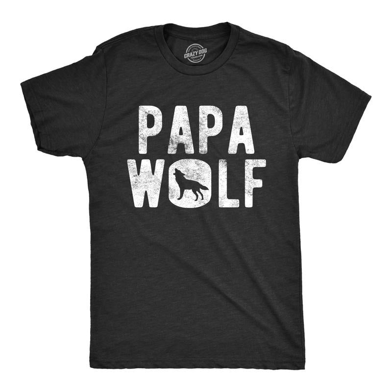 Mens Papa Wolf T Shirt Funny Camping Pack Fathers Day Graphic Novelty Tee Mens Funny T Shirts Cool Tees Soft Stylish...