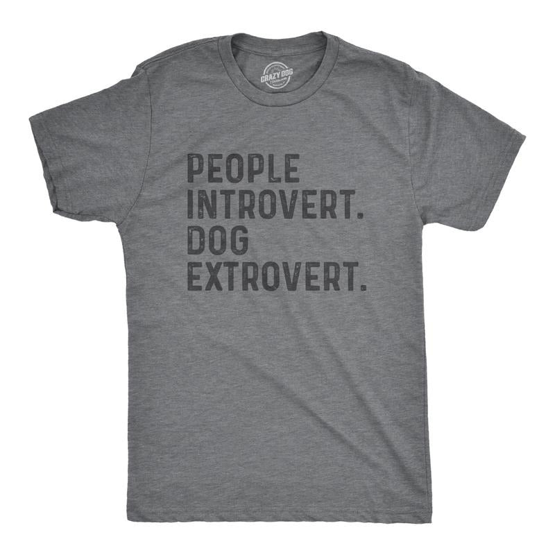 Mens People Introvert Dog Extrovert T Shirt Funny Introverted Puppy Pet Lover Tee For Guys Mens Funny T Shirts Cool Tees...