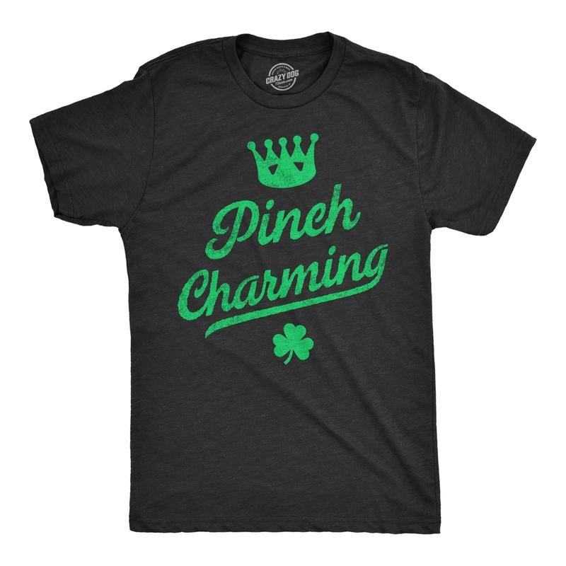 Mens Pinch Charming T Shirt Funny St Pattys Day Parade Pinching Joke Tee For Guys Mens Funny T Shirts Cool Tees Soft...