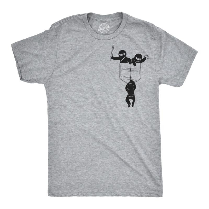 Mens Pocket Ninjas Funny T shirts Printed Graphic Humor Cool Ninja Tee Novelty T shirt Mens Funny T Shirts Cool Tees Soft...