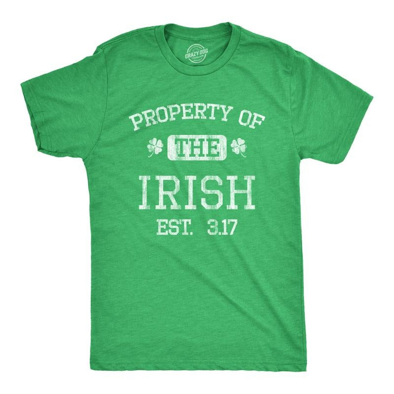 Mens Property of the Irish T Shirt Funny St Patricks Day Cool Saint Paddy Tee Outfit Graphic Mens Funny T Shirts Cool...