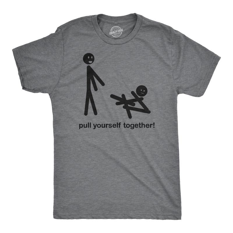 Mens Pull Yourself Together Funny Self Mocking Stick Figure T shirt Mens Funny T Shirts Cool Tees Soft Stylish Casual...