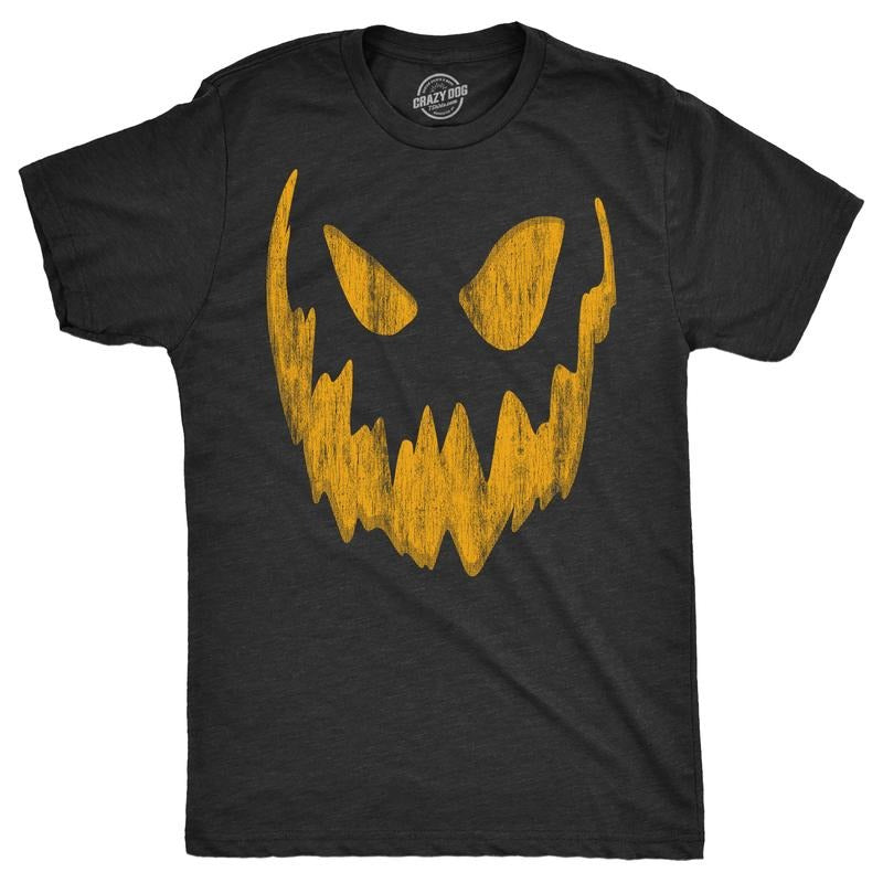 Mens Pumpkin Face T Shirts Funny Halloween Jack O Lantern Spooky Smile Tees for Guys Mens Funny T Shirts Cool Tees Soft...
