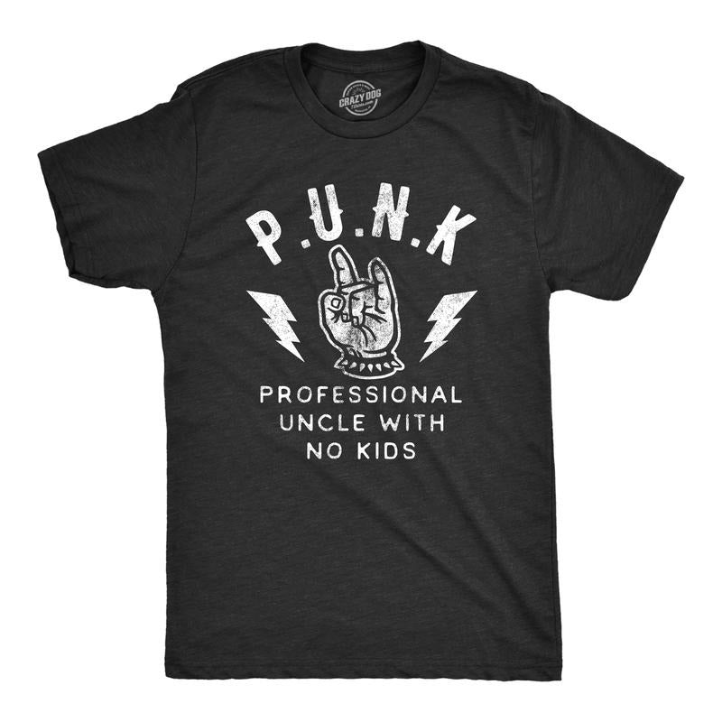 Mens Punk Professional Uncle No Kids T Shirt Funny Sarcastic Acronym Graphic Novelty Tee For Guys Mens Funny T Shirts...