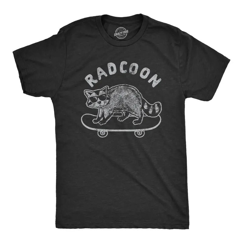 Mens Radcoon T Shirt Funny Rad Raccoon Cool Skateboard Graphic Novelty Tee Mens Funny T Shirts Cool Tees Soft Stylish...