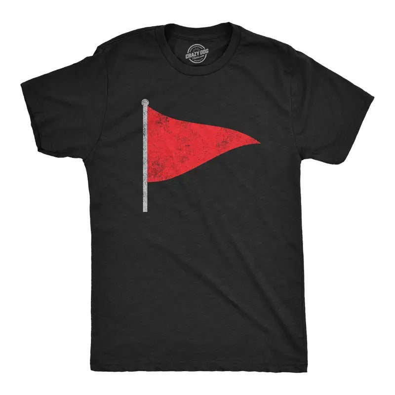 Mens Red Flag T Shirt Funny Sarcastic Warning Sign Tee For Guys Mens Funny T Shirts Cool Tees Soft Stylish Casual...