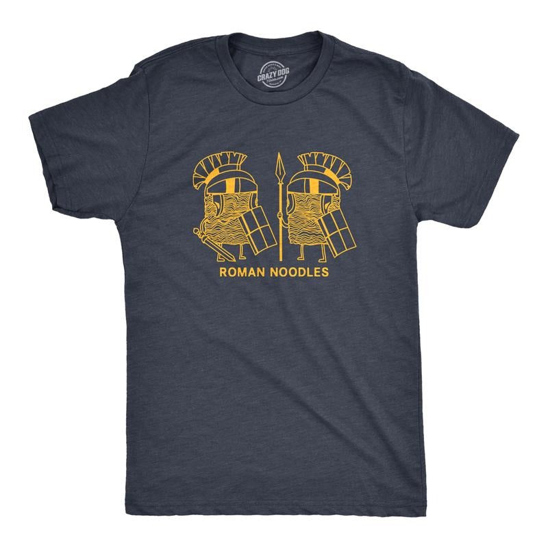 Mens Roman Noodles T Shirt Funny Ramen Ancient Rome Joke Tee For Guys Mens Funny T Shirts Cool Tees Soft Stylish Casual...