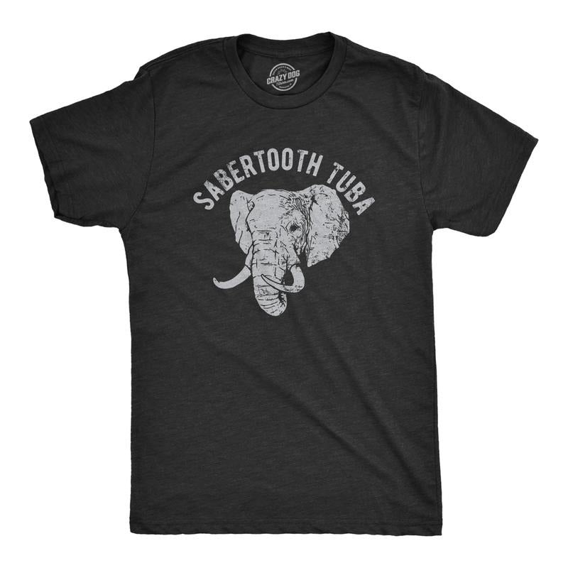 Mens Sabertooth Tuba T Shirt Funny Elephant Trunk Joke Tee For Guys Mens Funny T Shirts Cool Tees Soft Stylish Casual...