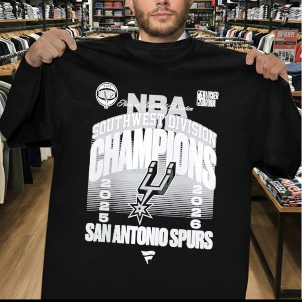 Men’s San Antonio Spurs Black 2026 Southwest Division Champions Locker Room T-Shirt