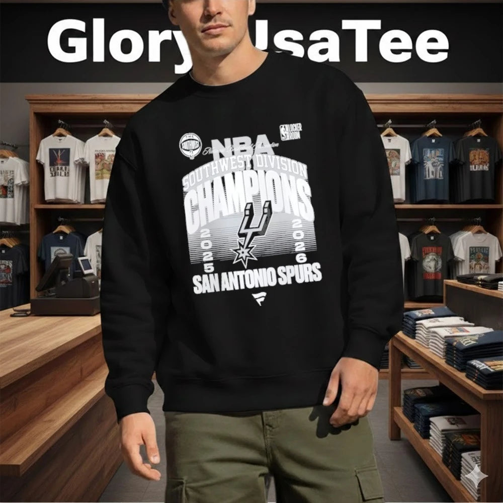 Men’s San Antonio Spurs Black 2026 Southwest Division Champions Locker Room T-Shirt