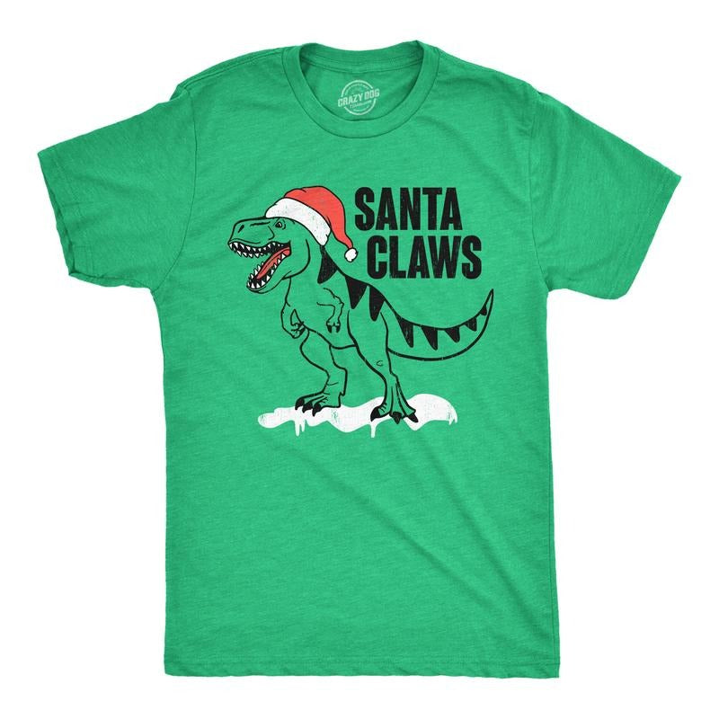 Mens Santa Claws T Shirt Funny Xmas Dino T Rex Joke Tee For Guys Mens Funny T Shirts Cool Tees Soft Stylish Casual...