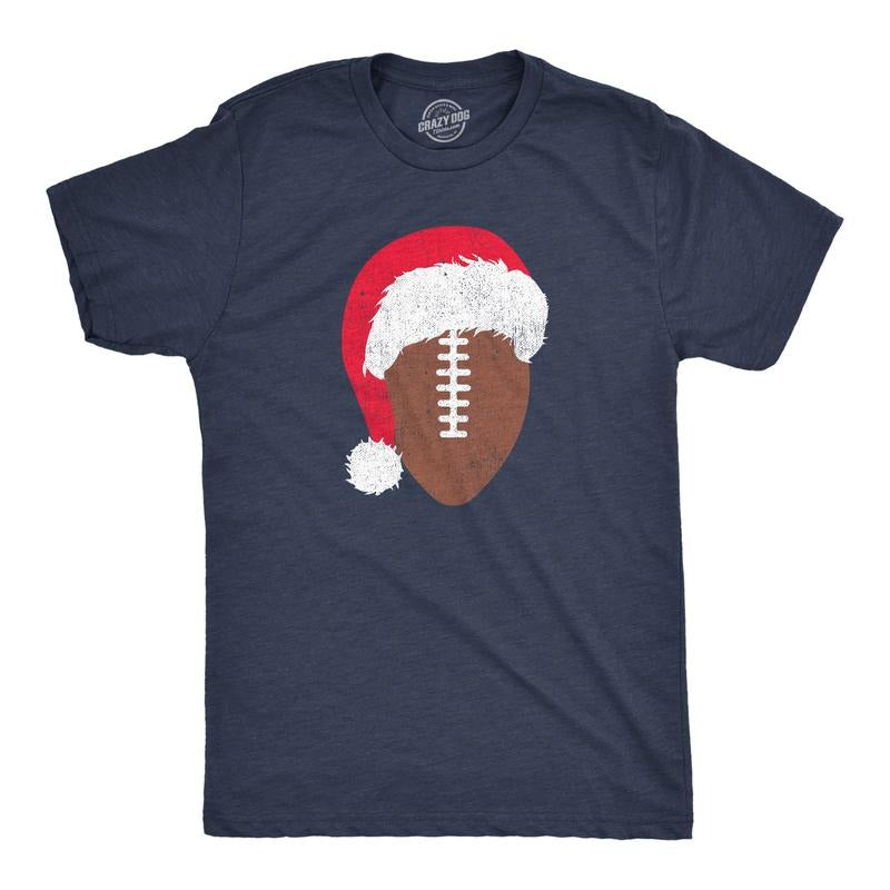 Mens Santa Football T Shirt Funny Xmas Lovers Foot Ball Season Tee for Guys Mens Funny T Shirts Cool Tees Soft Stylish...