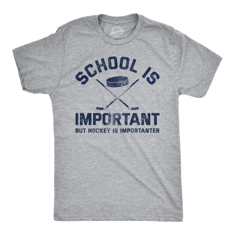 Mens School Is Important But Hockey Is Importanter T Shirt Funny Sports Tee Mens Funny T Shirts Cool Tees Soft Stylish...
