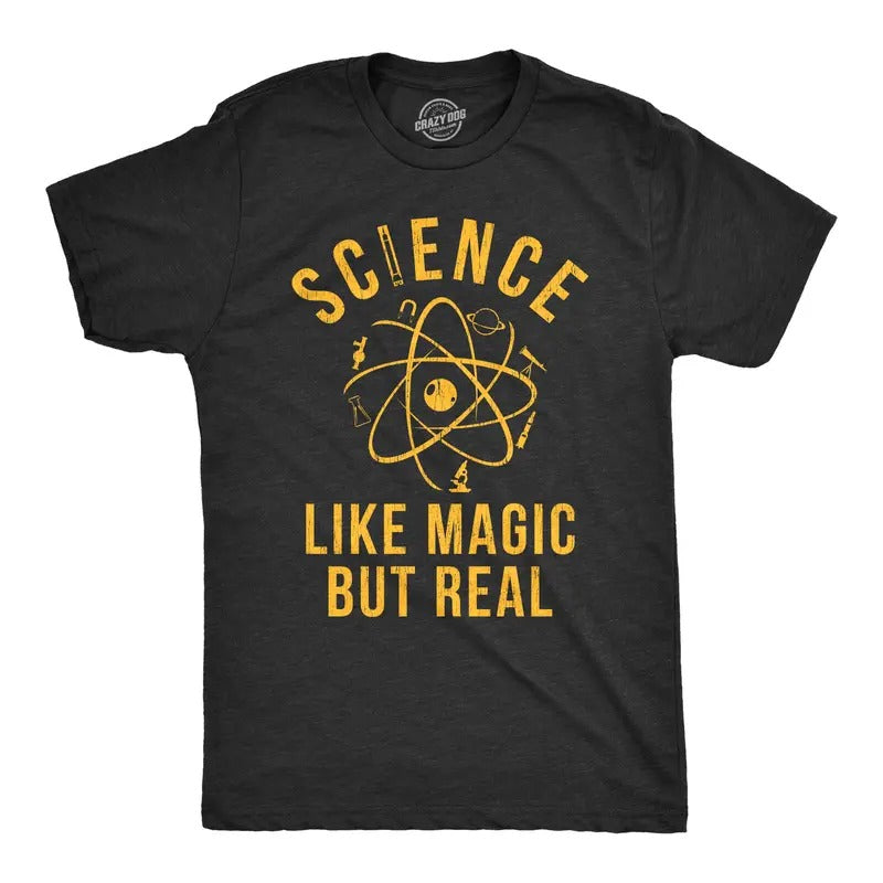 Mens Science Like Magic But Real T Shirt Funny Nerdy Teacher Tee Mens Funny T Shirts Cool Tees Soft Stylish Casual...