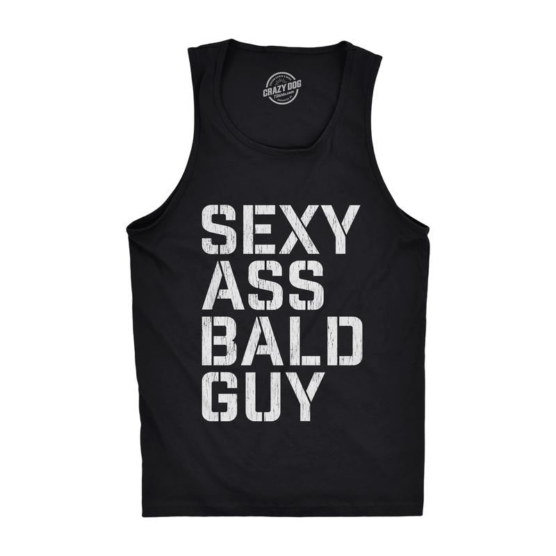 Mens Sexy Ass Bald Guy Fitness Tank Funny Father's Day Dad Husband Grandpa Gift Novelty Tanktop Funny Workout Shirt for...