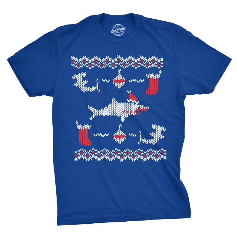 Mens Shark Bite Funny Ugly Christmas Holiday T shirt Mens Funny T Shirts Cool Tees Soft Stylish Casual Menswear Christmas...