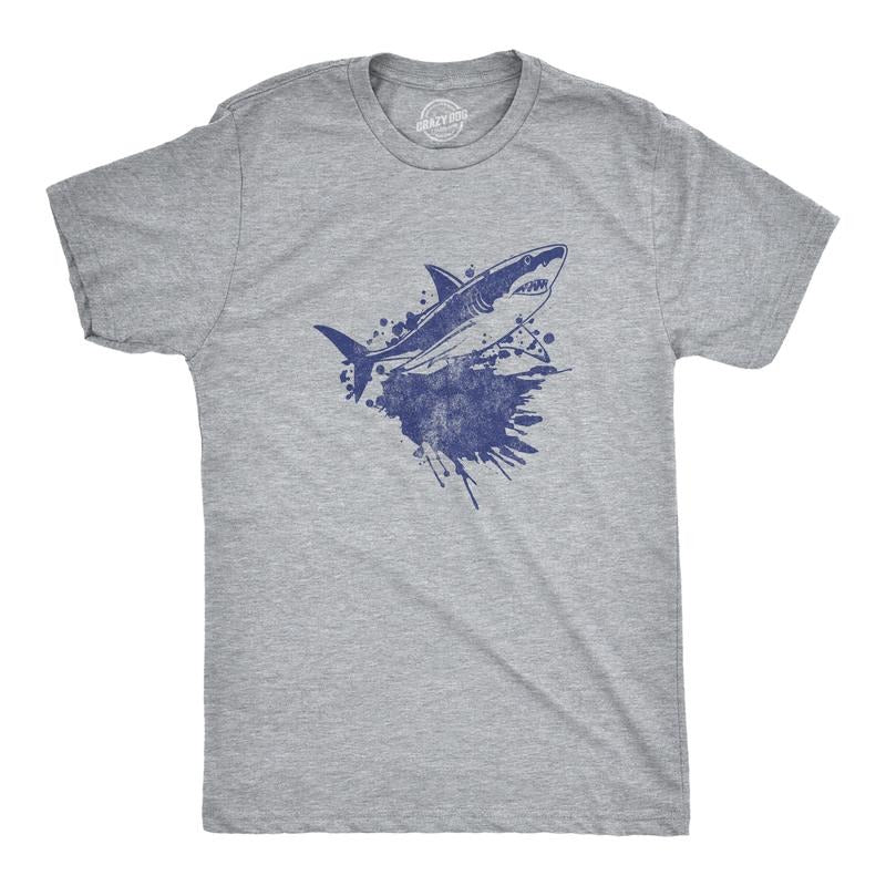 Mens Shark Ink Splatter T Shirt Funny Awesome Shark Week Lovers Tee for Guys Mens Funny T Shirts Cool Tees Soft Stylish...