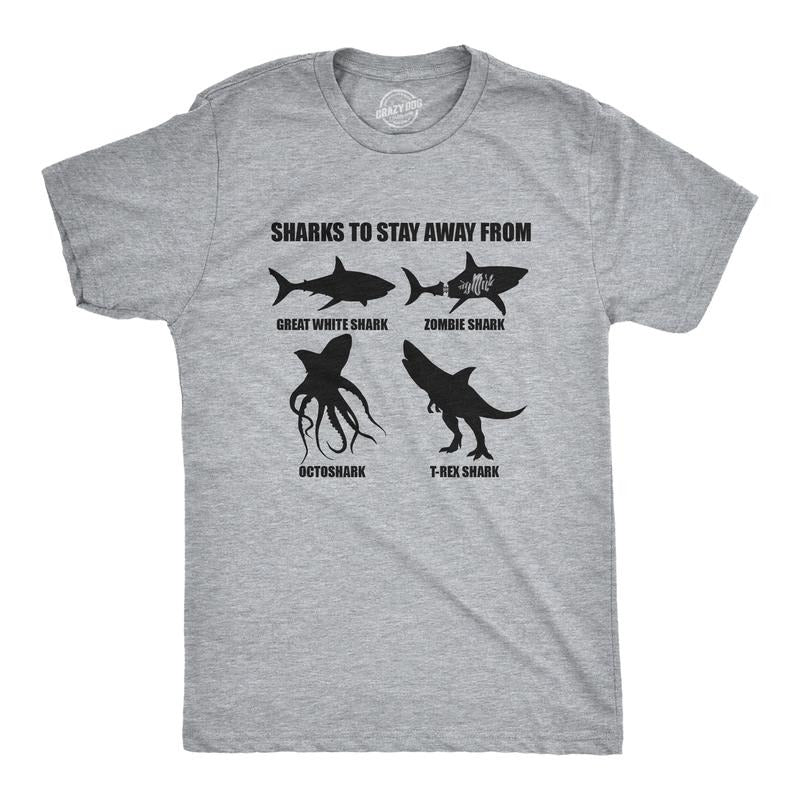 Mens Sharks to Stay Away From T Shirt Funny Ridiculous Sharks Joke Tee for Guys Mens Funny T Shirts Cool Tees Soft...