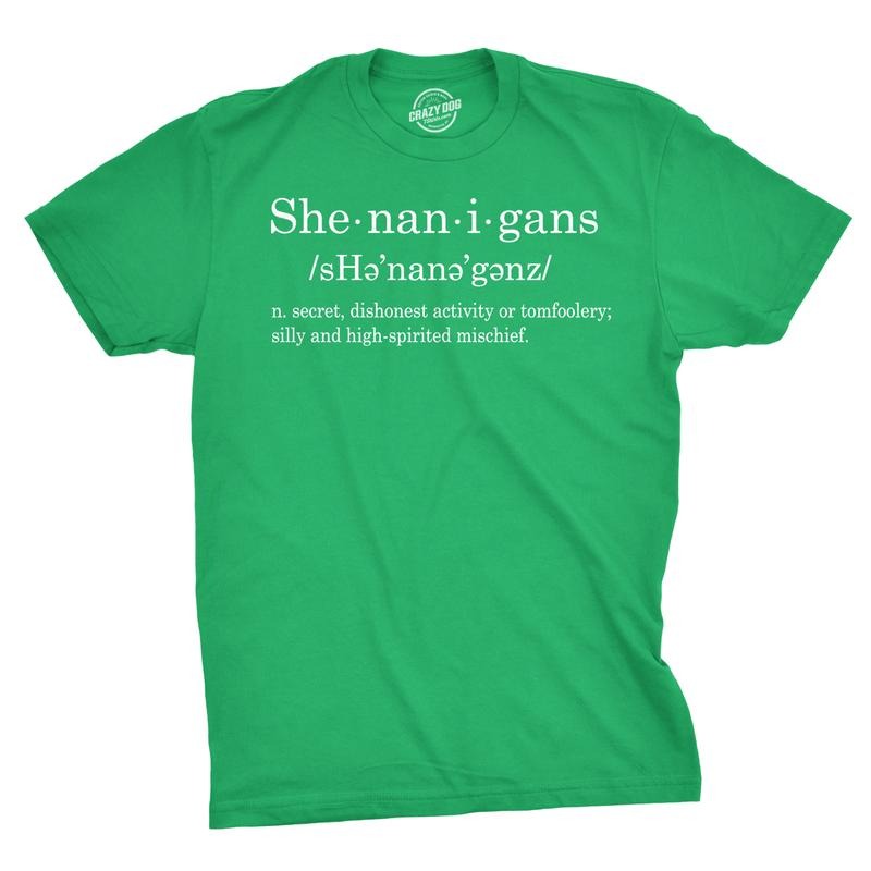 Mens Shenanigans Definition T Shirt Funny Saint Patricks Day St Patty Shamrock Mens Funny T Shirts Cool Tees Soft Stylish...