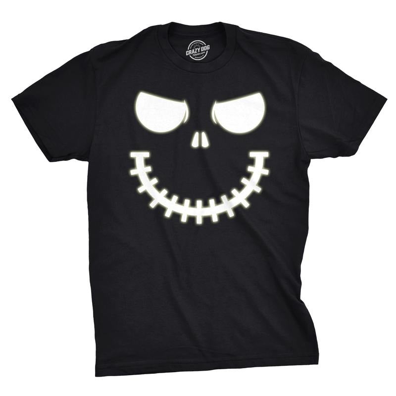 Mens Skeleton Zipper Pumpkin Face T Shirt Glow In The Dark Halloween Tee Mens Funny T Shirts Cool Tees Soft Stylish...