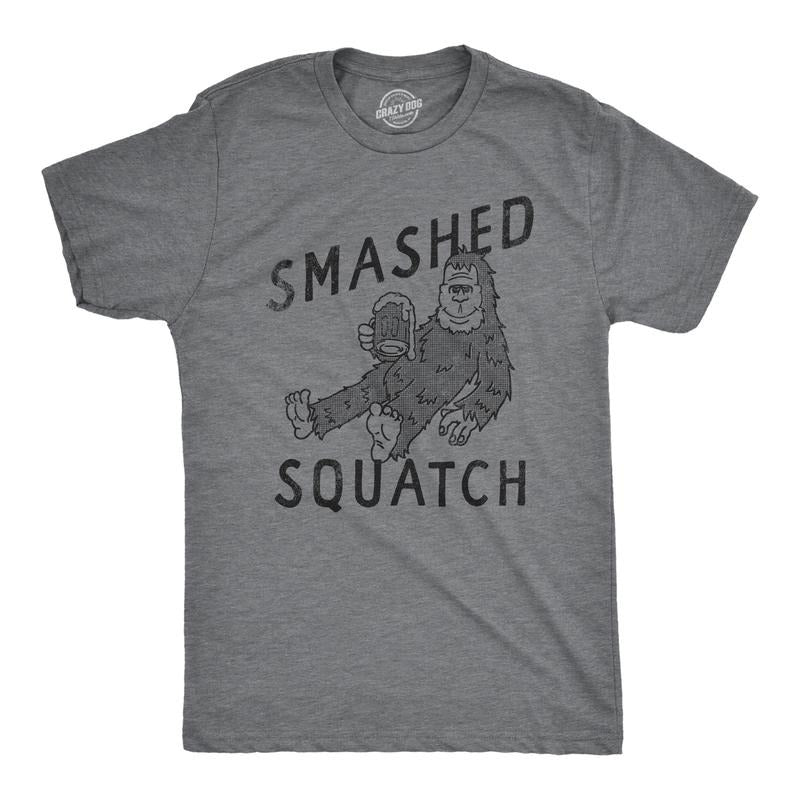 Mens Smashed Squatch T Shirt Funny Drunk Big Foot Sasquatch Beer Drinking Joke for Guys Mens Funny T Shirts Cool Tees...