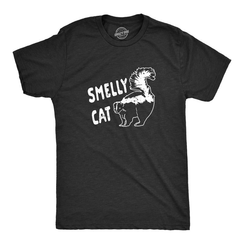 Mens Smelly Cat T shirt Funny Skunk Novelty Gift Dad Joke Humorous Graphic Tee Hoodie, Sweatshirt | TeeBloomCo.com