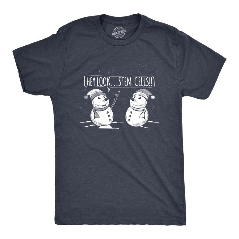 Mens Snowmen Hey Look Stem Cells T Shirt Funny Winter Christmas Sarcastic Tee Mens Funny T Shirts Cool Tees Soft Stylish...