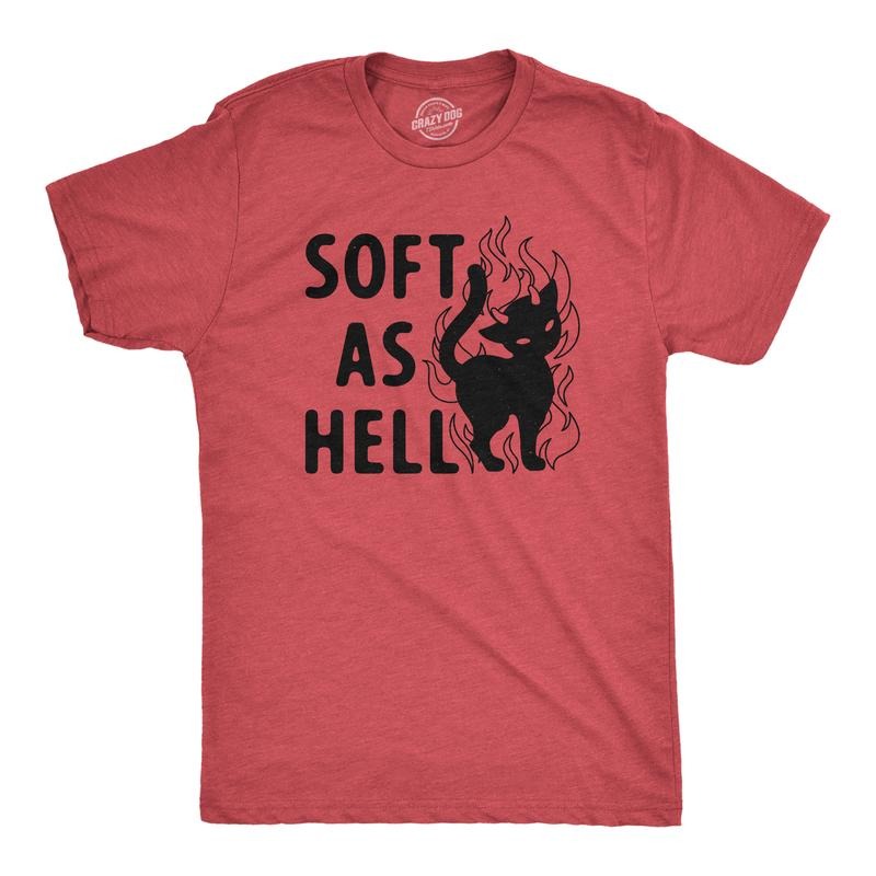 Mens Soft As Hell T Shirt Funny Evil Devil Kitten Tee For Guys Mens Funny T Shirts Cool Tees Soft Stylish Casual Menswear...