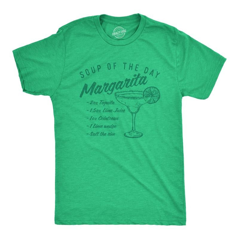 Mens Soup of the Day Margarita T Shirt Funny Tequila Recipe Graphic Tee Mens Funny T Shirts Cool Tees Soft Stylish Casual...