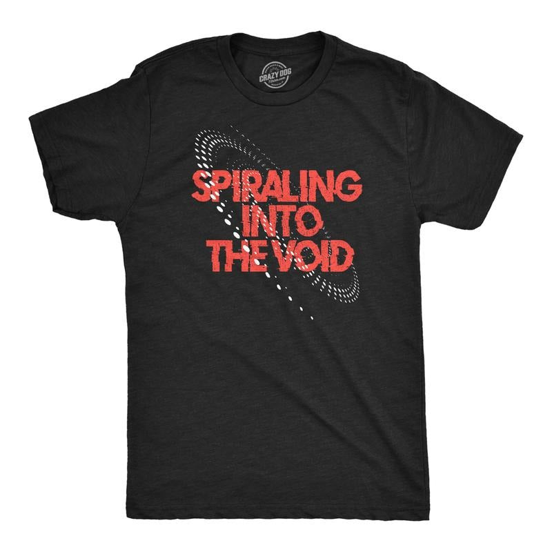 Mens Spiraling Into The Void T Shirt Funny Depressed Darkness Joke Tee For Guys Mens Funny T Shirts Cool Tees Soft...