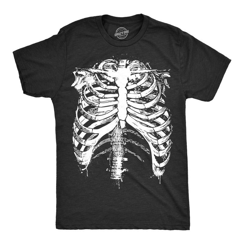 Mens Splattered Rib Cage Tshirt Cool Skeleton Costume Halloween Tee For Guys Mens Funny T Shirts Cool Slimming Tees with...