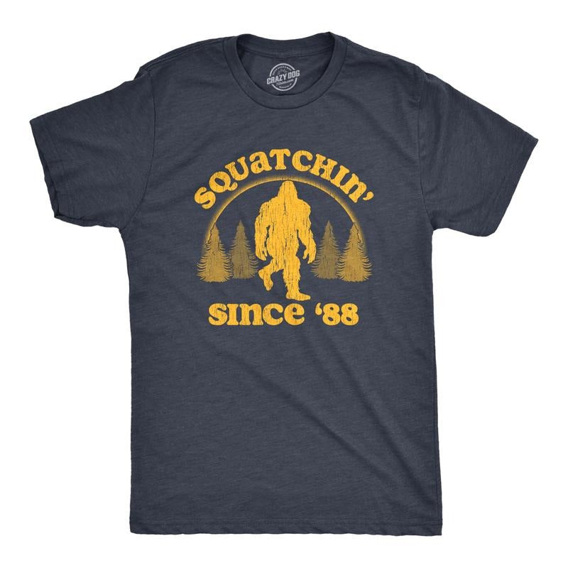 Mens Squatchin Since 88 T Shirt Funny Cool Retro Sasquatch Bigfoot Novelty Tee for Guys Mens Funny T Shirts Cool Tees...