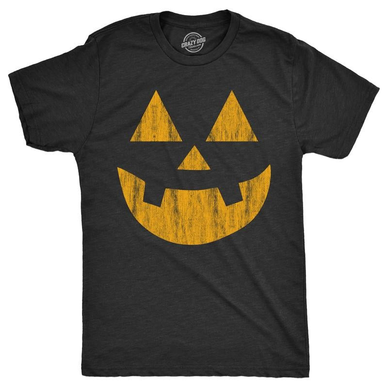 Mens Standard Jack Pumpkin T Shirt Funny Halloween Jack O Lantern Frightening Smile Tee For Guys Mens Funny T Shirts Cool...