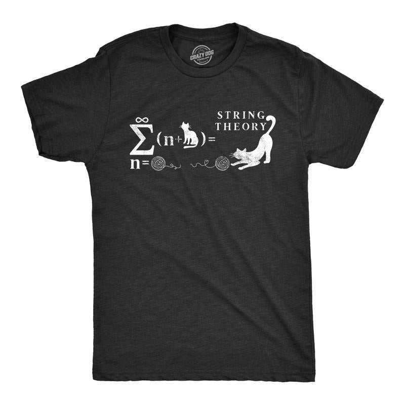 Mens String Theory T Shirt Funny Cat Math Science Nerdy Tee Mens Funny T Shirts Cool Tees Soft Stylish Casual Menswear...